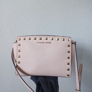 Michael Kors Selma Studded Messenger Crossbody Saffiano Leather Bag